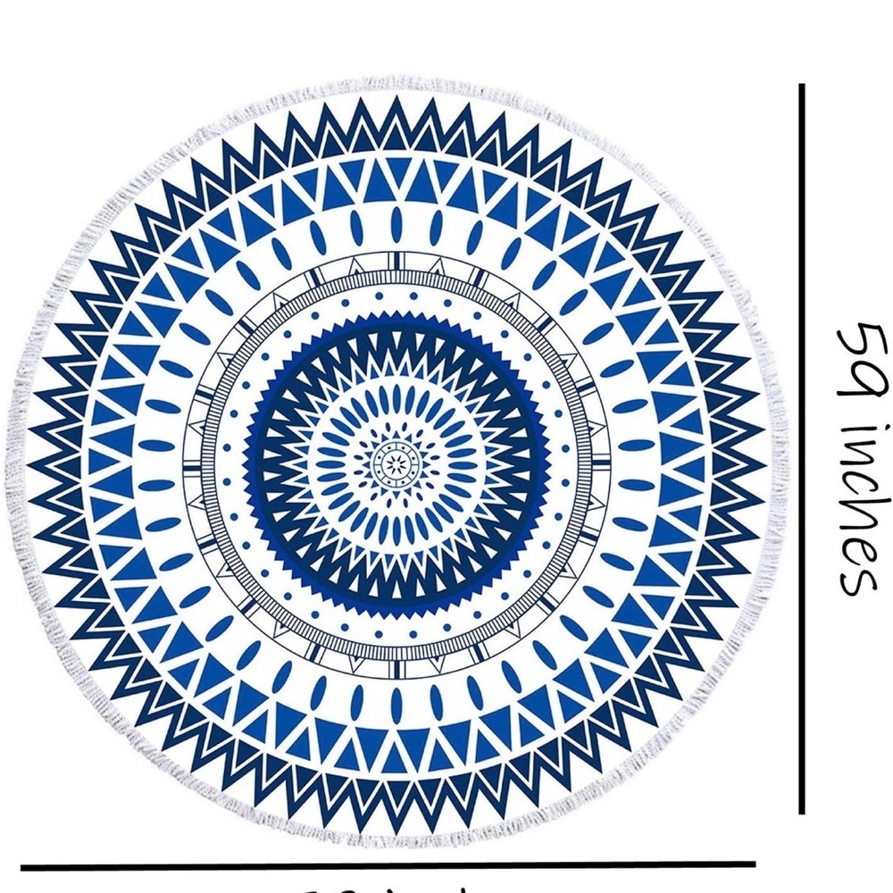 Round Pool Towel Skull Roses With Fringe 59 In - Picture 3 of 6